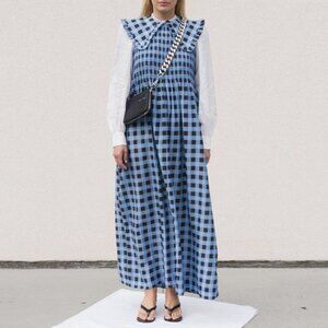 Collared Gingham Dress - Alaskan Blue on Garmentory